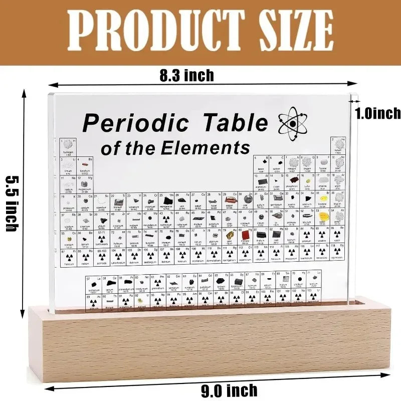 Periodic Table with Element Samples & LED Lighting
